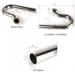 Front Exhaust Pipe/Bent Pipe L100mm/ D22mm for RC Boat 26CC Gas Engine 