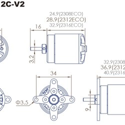3x Dualsky ECO 2312C V2 Motor with many KVs to choose