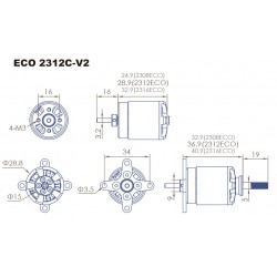 3x Dualsky ECO 2312C V2 Motor with many KVs to choose
