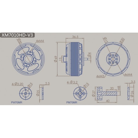 Dualsky XM7010HD-16 High Voltage 3rd Generation Multicopter Motor